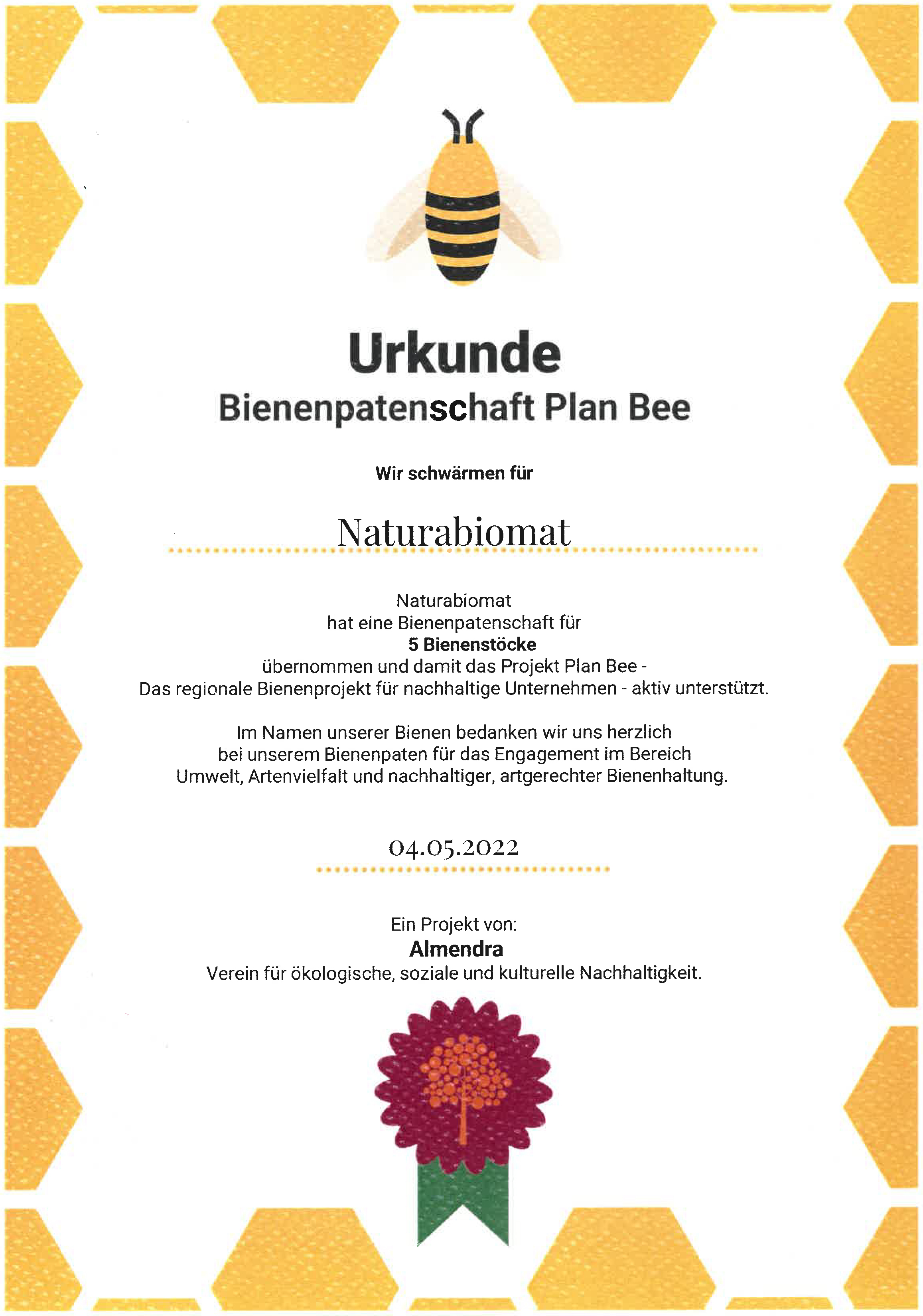 Projekt Plan Bee Patenschaft